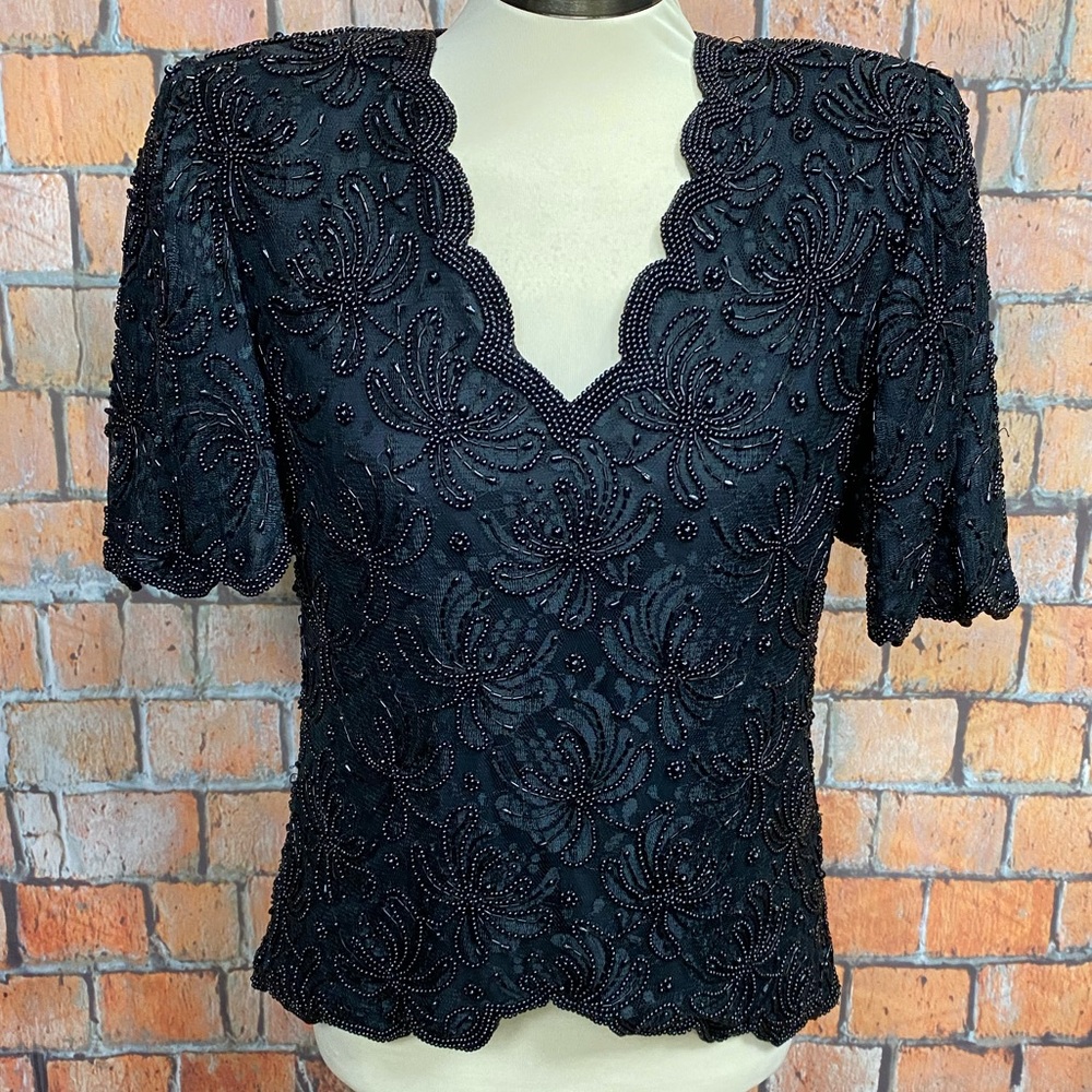 Laurence Kazar Vintage Beaded Top
